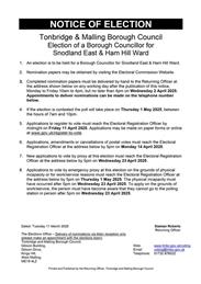 Borough Council Election - 1st May 2025